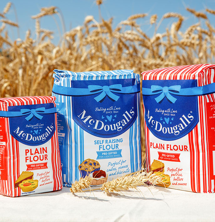 McDougall's flour in a wheat field