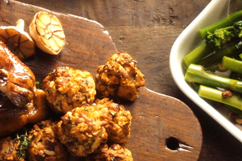 stuffing on chopping board